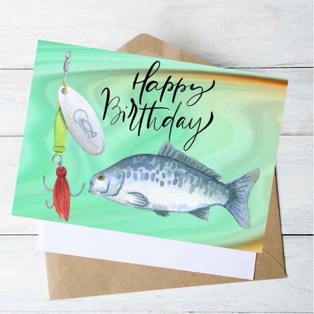 Carte Postale Anniversaire des amoureux de la pêche avec l'aquar (Créateur téléchargé)