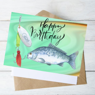 Carte Postale Anniversaire des amoureux de la pêche avec l'aquar