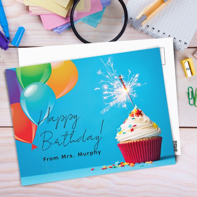 Carte Postale Anniversaire des enfants de l'enseignant (Créateur téléchargé)