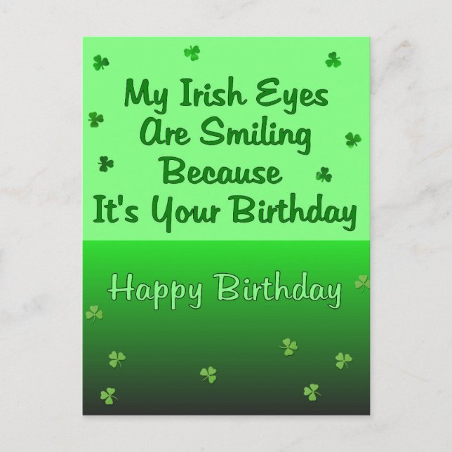 Carte Postale Anniversaire des Yeux Irlandais (Devant)