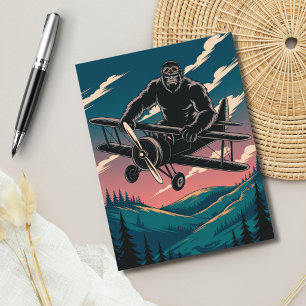 Carte Postale Anniversaire Drôle Bigfoot Avion Vintage Nuages