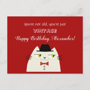 Carte Postale Anniversaire drôle de chat mâle vintage