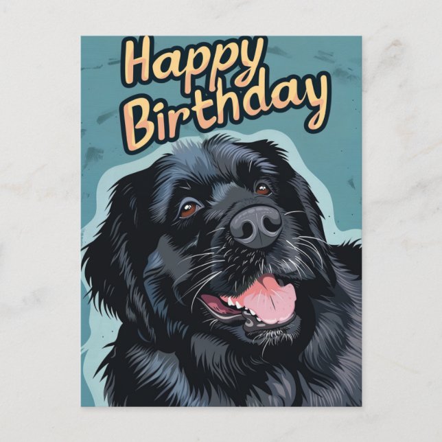 Carte Postale Anniversaire du chien Terre-Neuve  (Devant)