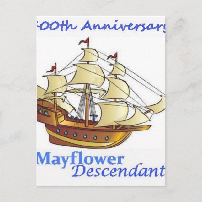 Carte Postale Anniversaire du navire à voile Descendant Mayflowe (Devant)