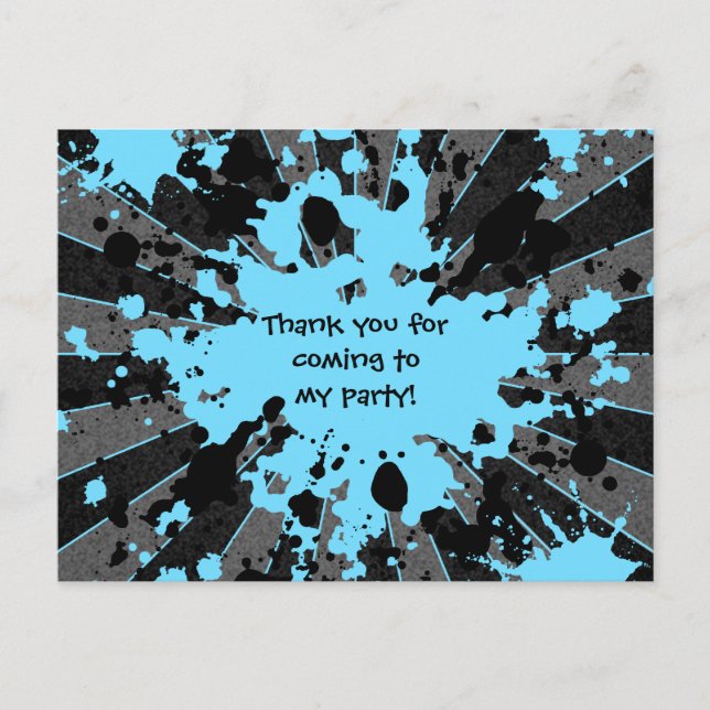 Carte Postale Anniversaire du paintball bleu (Devant)