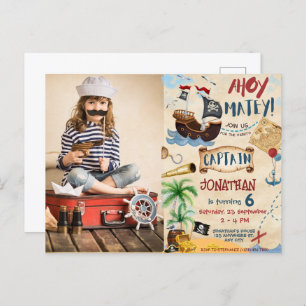 Carte Postale Anniversaire du pirate Ahoy Pirate Boy Party
