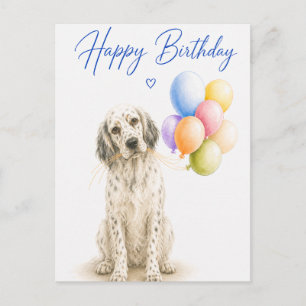 Carte Postale Anniversaire d'un Setter Anglais