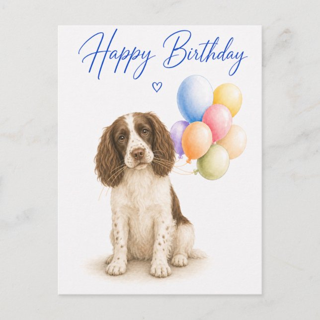 Carte Postale Anniversaire d'un Springer Spaniel (Devant)