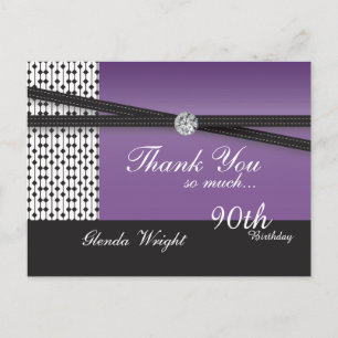 Carte Postale Anniversaire élégant améthyste violet et noir