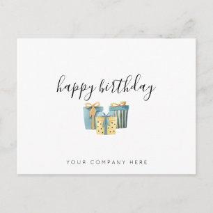 Carte Postale Anniversaire Employé Bleu Or Entreprise 