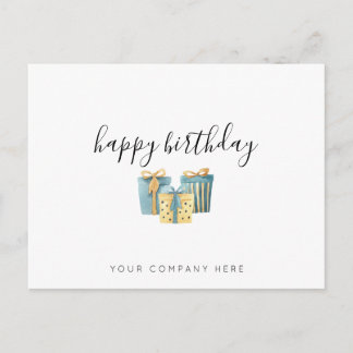 Carte Postale Anniversaire Employé Bleu Or Entreprise 