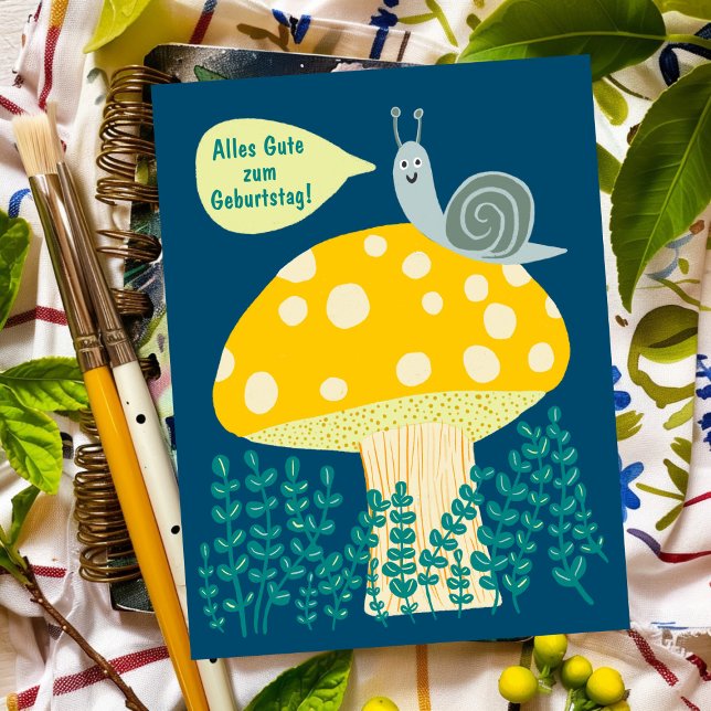 Carte Postale Anniversaire Escargot sur champignon magique Migno (Geburtstag Schnecke auf Magischen Pilz Niedlich Postkarte Alles Gute zum Geburtstag
)