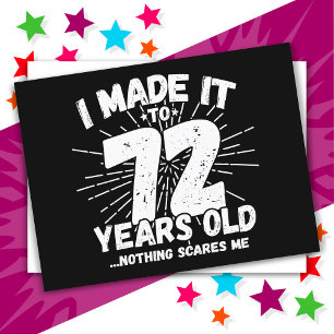 Carte Postale Anniversaire Fun 72 Ans Mème Sarcastique Drôle