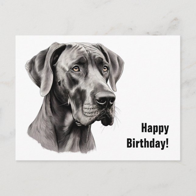 Carte Postale Anniversaire Grand Danois (Devant)