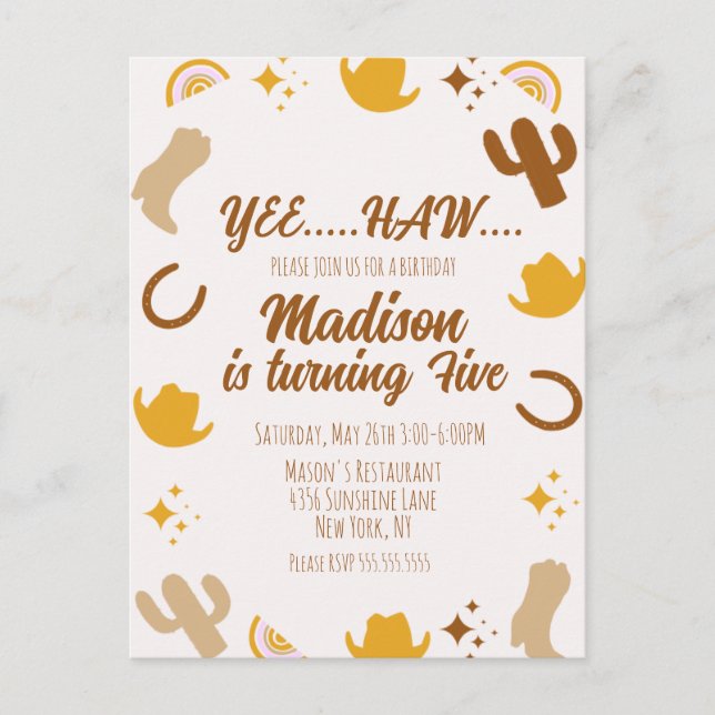 Carte Postale Anniversaire Groovy Arcs-en-ciel et Rodéos   (Devant)