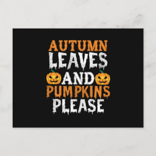 Carte Postale Anniversaire Halloween Feuilles D'automne Et Citro