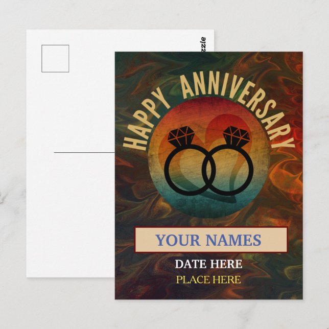 Carte Postale anniversaire heureux (Devant / Derrière)