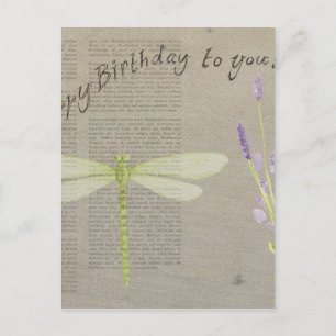 Carte Postale anniversaire heureux de libellule