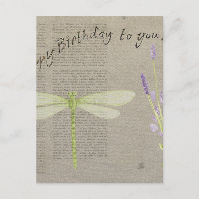 Carte Postale anniversaire heureux de libellule (Devant)