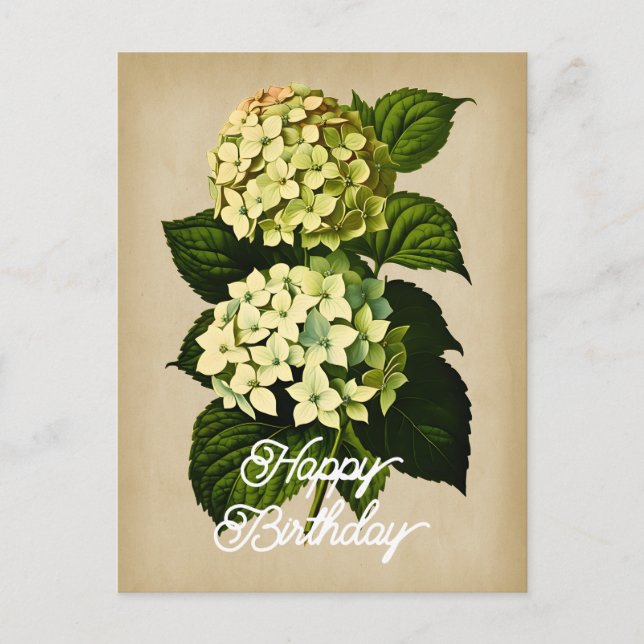 Carte Postale Anniversaire heureux fleur d'hortensia élégante vi (Devant)