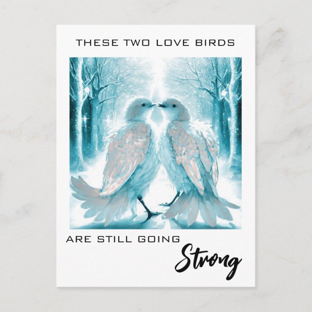 Carte Postale *~* Anniversaire Inséparables AP54 Art Winter (Devant)