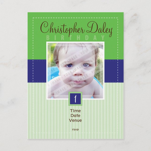 Carte Postale ANNIVERSAIRE INVITATION :: cousue - garçon1 (Devant)