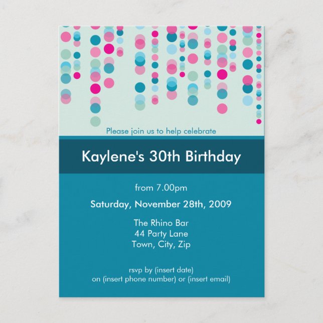 Carte Postale ANNIVERSAIRE INVITATION :: discotek 5 (Devant)