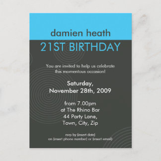 Carte Postale ANNIVERSAIRE INVITATION :: dynamique centré P7