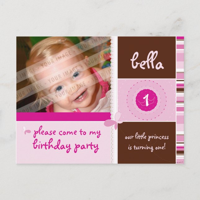 Carte Postale ANNIVERSAIRE INVITATION :: grâce - fille (Devant)
