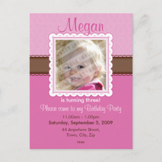 Carte Postale ANNIVERSAIRE INVITATION :: jolie 2