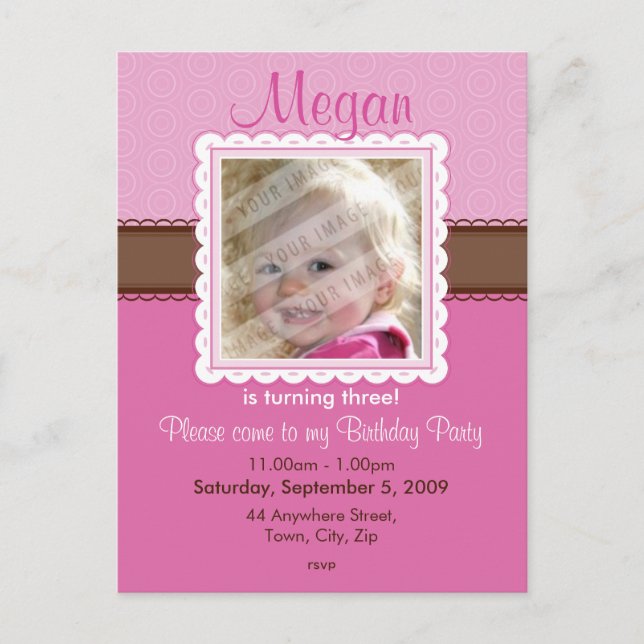Carte Postale ANNIVERSAIRE INVITATION :: jolie 2 (Devant)