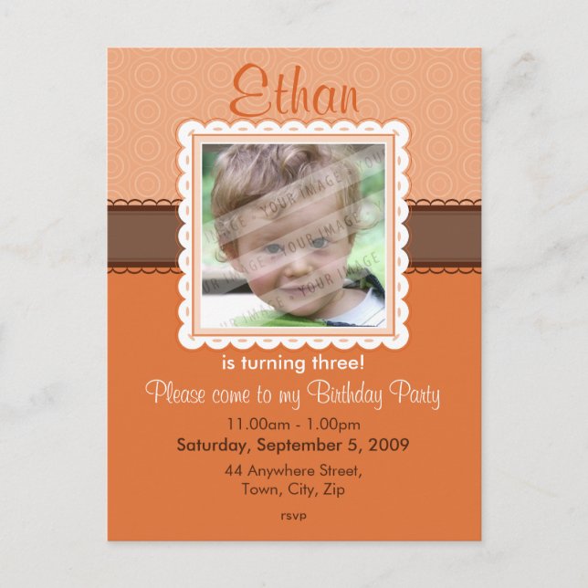 Carte Postale ANNIVERSAIRE INVITATION :: jolie 6 (Devant)
