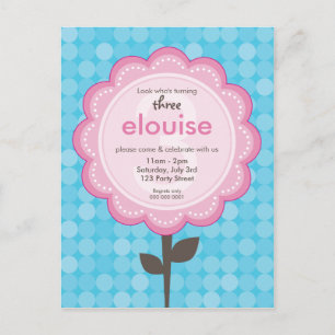 Carte Postale ANNIVERSAIRE INVITATION :: marguerite numérotée 1