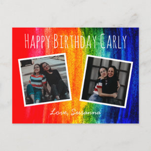 Carte Postale Anniversaire Joyeux Photo Arc-en-ciel Aquarelle Co