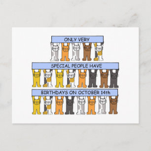 Carte Postale Anniversaire le 14 octobre Chats de dessin animé m