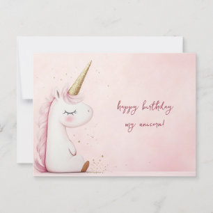 Carte Postale Anniversaire Licorne Rose
