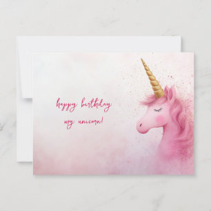 Carte Postale Anniversaire Licorne Rose