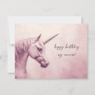 Carte Postale Anniversaire Licorne Rose