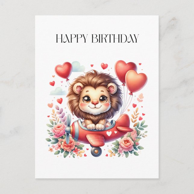 Carte Postale Anniversaire Lion Volant (Devant)