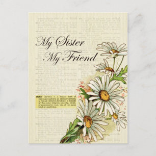 Carte Postale Anniversaire Ma Soeur Mon Amie Fleurs Vintage