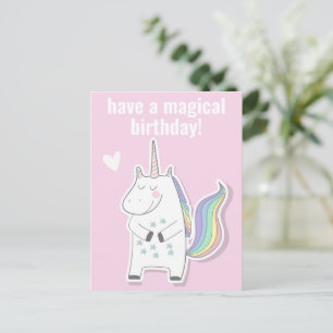 Carte Postale Anniversaire Magique - Cute Kids Unicorn