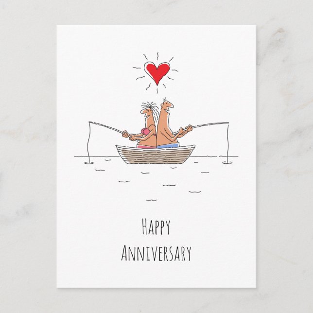 Carte Postale Anniversaire mariage Marié Couple Coeur de pêche (Devant)
