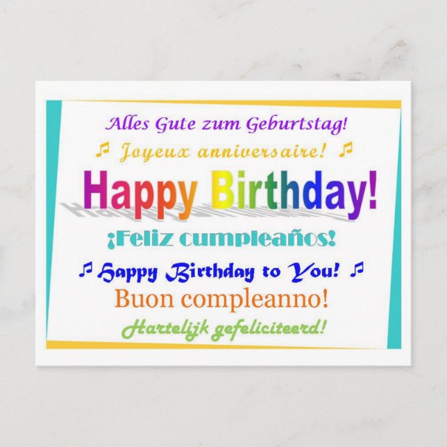 Carte Postale Anniversaire multilingue (Devant)