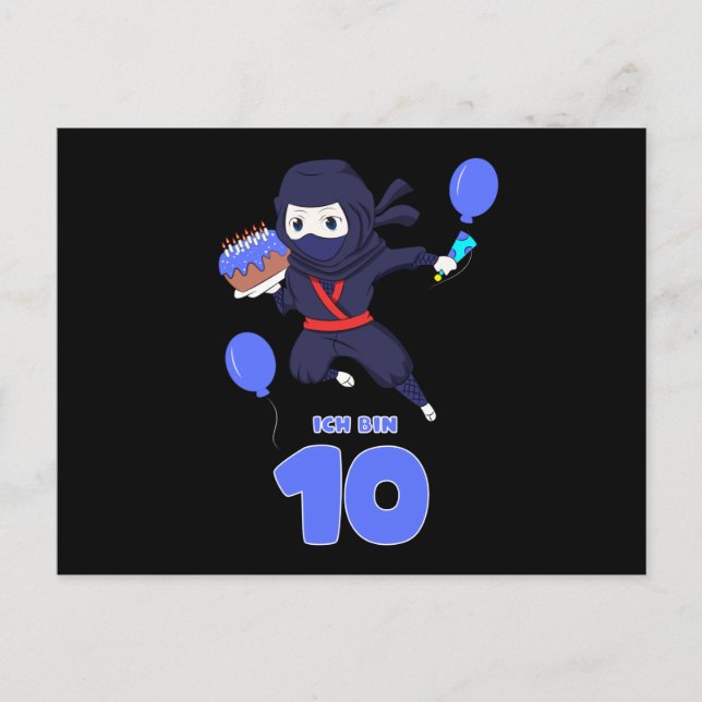 Carte Postale ANNIVERSAIRE NINJA 10 10e Anniversaire Garçon Amou (Devant)