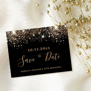 Carte Postale Anniversaire noir gouttes de parties scintillant o