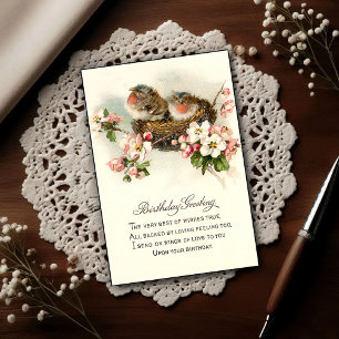 Carte Postale Anniversaire Oiseaux Nicheurs Vintage 1917