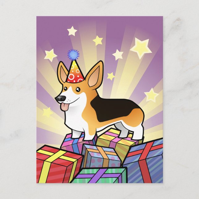 Carte Postale Anniversaire Pembroke Welsh Corgi (Devant)