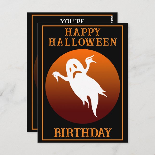 CARTE POSTALE ANNIVERSAIRE PERSONNALISÉ GHOST HALLOWEEN FÊTE (Devant / Derrière)