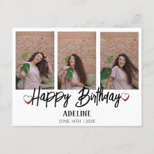 Carte Postale Anniversaire Personnalisé Simple Élégant Trois Pho