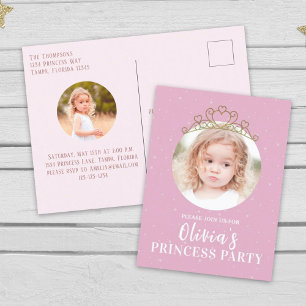 Carte Postale Anniversaire Pink Photo Princesse Simple Mignonne